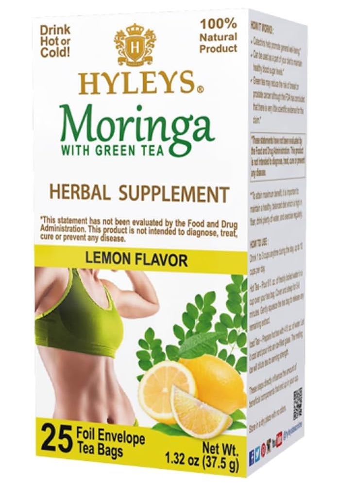 Hyleys Moringa Oleifera Green Tea with Lemon - 25 Tea Bags - Image 1